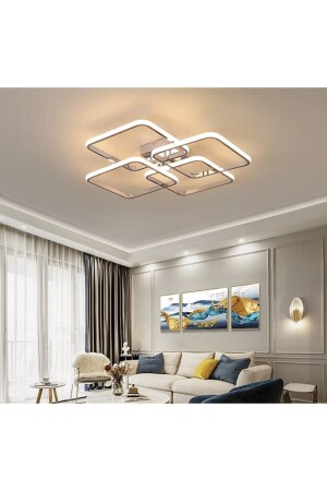 Modern Plafonyer Led Avize Krom Kare Beyaz Işık burenze979 - 4