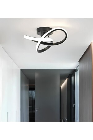 Modern Plafonyer Tavan Boomerang Led Avize Siyah - 1