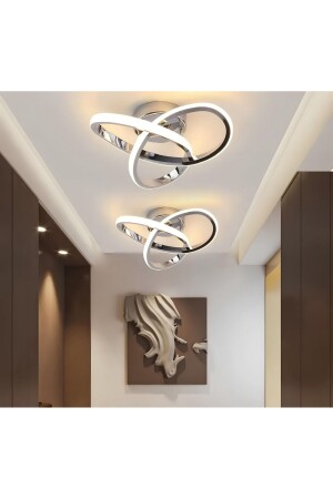 Modern Plafonyer Tavan Led Avize Krom 2 Adet Set Fiyat Ledli Avize - 1