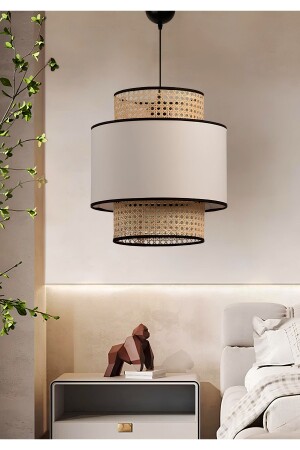 Modern Serisi Kumaşlı Doğal Hazeran Rattan Sarkıt Avize Yatak Odası Salon Mutfak Ayd-3506 AYD-3506 - HOMİNG