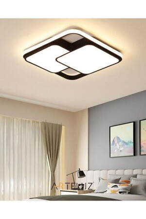 Modern Şık Plafonyer Led Avize Tavan Model 3 Renk Avize Salon Led Lambası Kumandalı - 4