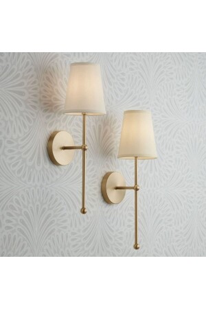 Modern Tasarım 1 Adet Duvar Ledli Pilli Aplik Tak Çalıştır Eskitme Gold Krem Abajur Gün Işığı Pilli - Fico Home