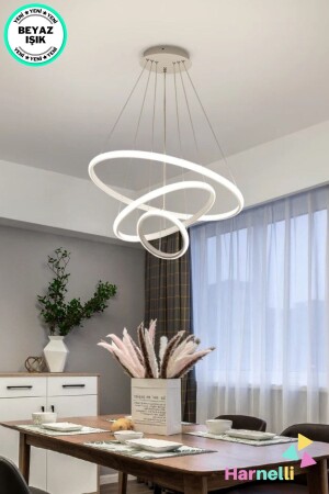 Moderner Design 40/30/20 3-teiliger weißer LED-Ring-Kronleuchter TERRA 3 - Harnelli