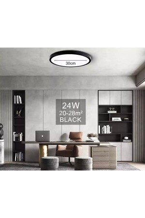 Modern Tavana Sıfır Panel Led Avize 6400k Buz Beyazı Işık Mat Siyah Gövde fico0106 - 1