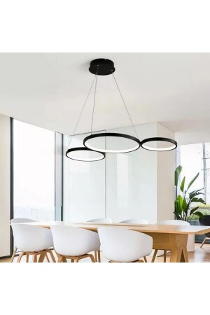 Moderne 3-farbige LED-Pendelleuchte, intelligenter Kronleuchter / 3-teilige Ring-Pendelleuchte / 100 cm / anthrazitfarbener Korpus. Moderne 3-teilige Pendelleuchte 120 cm - 1