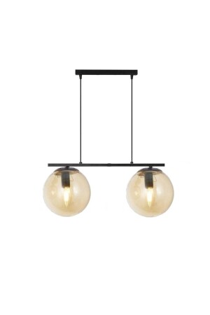 Moderne Bal Globe Glass Row Double Black Pendelleuchte Kronleuchter LMBDR0091-BLKBAL - 2