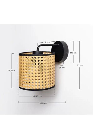 Moderne batteriebetriebene Wandleuchte aus Korbgeflecht. Batteriebetriebene Wandleuchte erfordert keine Plug-and-Play-Elektroinstallation - 7