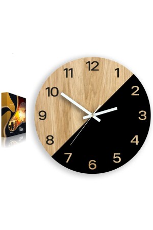 Moderne, dekorative, geschichtete, geräuschlose, fließende Holz-Wanduhr für Zuhause, Büro, Geschenk, Doppelte TESBIHVEBLACKSAAT - 4