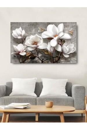 Moderne dekorative Leinwand-Wandmalerei mit weißen Blumen - 1