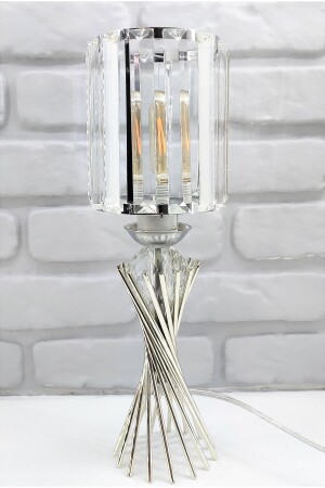 Moderne dekorative verchromte Metall-Twirl-Kristallstein-Lampenschirm-Tischlampe mit Kristallzylinder 365SS2062 - 5