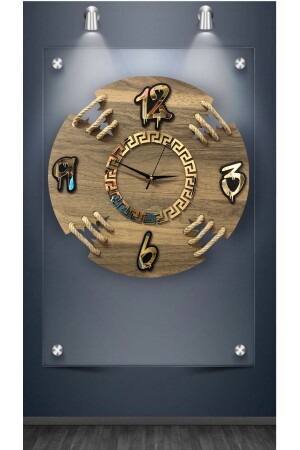 Moderne Design-Wanduhr aus Holz mit Seil, Wanduhr, Holzuhr, Wanduhr, Uhr, Wanddekoration, Seilmodelle - 4