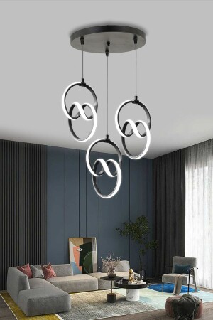 Moderne Pendelleuchte, 3-teilig, anthrazitfarbenes Gehäuse, weißes Licht, LED-Kronleuchter, 1 Jahr Garantie, Signature-LED-Kronleuchter, Signature Triple - 3