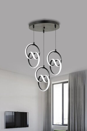 Moderne Pendelleuchte, 3-teilig, anthrazitfarbenes Gehäuse, weißes Licht, LED-Kronleuchter, 1 Jahr Garantie, Signature-LED-Kronleuchter, Signature Triple - 8