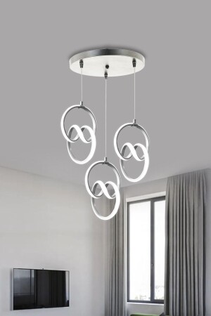 Moderne Pendelleuchte, 3-teilig, silbernes Gehäuse, weißes Licht, LED-Kronleuchter, 1 Jahr Garantie, Signature LED-Kronleuchter, Signature Triple - 1