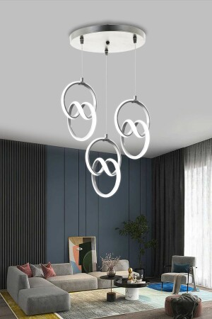 Moderne Pendelleuchte, 3-teilig, silbernes Gehäuse, weißes Licht, LED-Kronleuchter, 1 Jahr Garantie, Signature LED-Kronleuchter, Signature Triple - 3