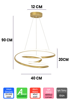 Moderne Pendelleuchte Galaxy Gold Case Tageslicht LED Kronleuchter GALAKSİ - 3