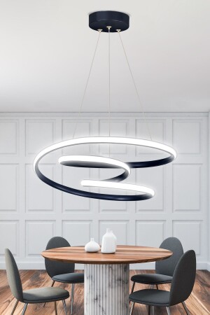 Moderne Pendelleuchte Galaxy schwarzes Gehäuse weißes Licht LED-Kronleuchter GALAKSİ - 1