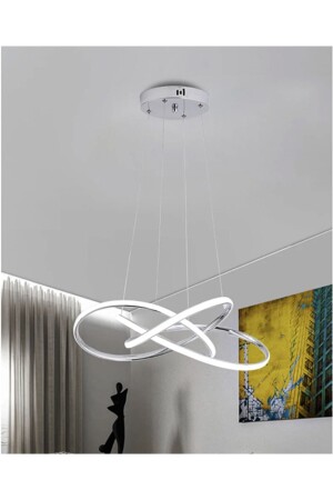 Moderne Pendelleuchte, LED-Kronleuchter mit Dimmer, Chrom, 3 Farben, lichtgesteuert, burenze975 - 3