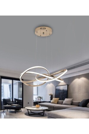 Moderne Pendelleuchte, LED-Kronleuchter mit Dimmer, goldgelb, 3 Farben, lichtgesteuert, burenze975 - 1