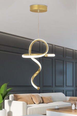 Moderne Pendelleuchte mit goldenem Gehäuse, weißes Licht, LED-Kronleuchter, Tulpe. Led-Kronleuchter, Tulpe - 3