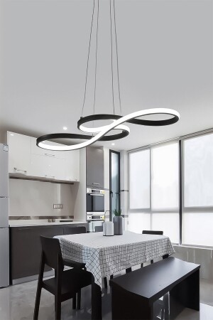 Moderne schwarze Rimaldo-Pendelleuchte, LED-weiße Power-LED, Wohnzimmer, Küche, LED-Kronleuchter - 1