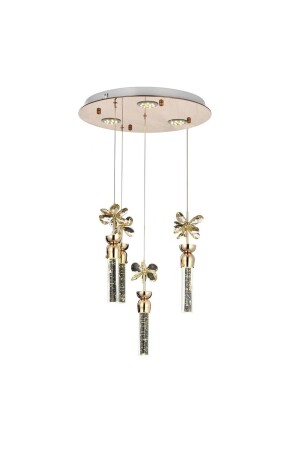 Moderne Vierfach-Pendelleuchte, Power-LED-Kronleuchter, Schmetterling, Kristall, Stein, Glas, Gold, Gelb, LED-Kronleuchter burenzecollection10 - 1