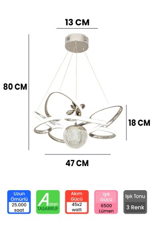 Moderner, 3-farbig gesteuerter, großer Wohnzimmer-Kronleuchter aus Chrom, großer LED-Kronleuchter - 3