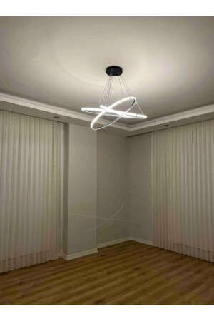 Moderner intelligenter Kronleuchter mit 3 bunten LEDs / 3-teiliger Kreis-Hängelampen-Kronleuchter / 80-60-40 cm / Anthrazitfarbenes Gehäuse 3-teiliger Kreis groß - 6