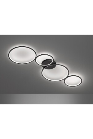 Moderner intelligenter Kronleuchter mit 3 farbigen LEDs / 4-teiliger runder Kronleuchter-Plafonier / 100 x 35 cm / Anthrazitgehäuse 4-teiliger Plafonier 100 x 35 cm - 4