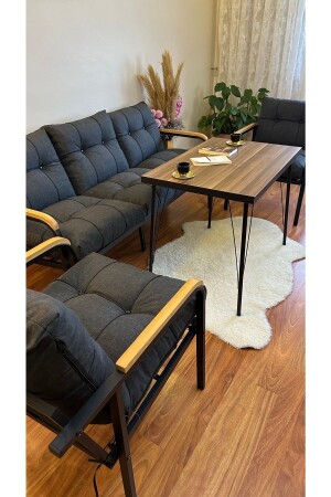 Moderner Sarıyer-Balkon, Garten, Café - Sofa-Sitzgruppe aus Metall - 3+1+1+Tisch ModernK026 - 5