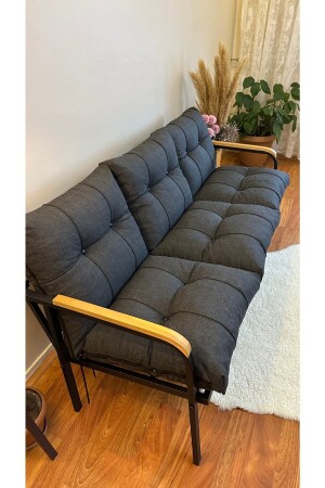 Moderner Sarıyer-Balkon, Garten, Café - Sofa-Sitzgruppe aus Metall - 3+1+1+Tisch ModernK026 - 8