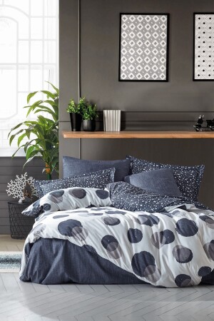 Modernes Doppelbett-Bettbezug-Set Orva Indigo 8680108053041 - 2