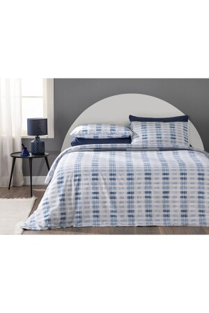 Modernes, quadratisches, leicht zu bügelndes Doppelbett-Bettbezug-Set, 200 x 220 cm, Blau, TYC00819207291 - 2