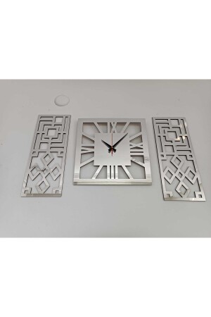 Modernes und stilvolles Design mit römischen Ziffern, silberfarbenes, verspiegeltes Plexiglas auf MDF, 3-teiliges Wanduhr-Set Zyk384065043 - 4