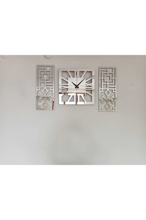 Modernes und stilvolles Design mit römischen Ziffern, silberfarbenes, verspiegeltes Plexiglas auf MDF, 3-teiliges Wanduhr-Set Zyk384065043 - 6