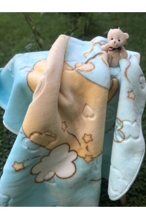 Modische Nerz-Babydecke mit kleinem Plüsch-Teddybär und Musselin-Mundwindel als Geschenk 967 - 4