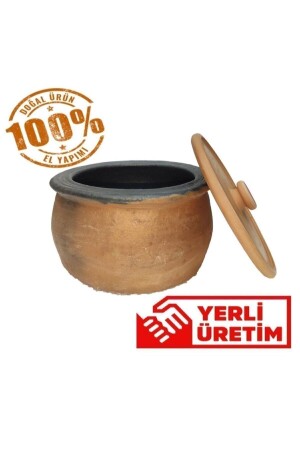 Mogan Pottery Clay Handgefertigter kleiner Auflauf für 3–4 Personen mit Deckel, Geschenk sakag0024 - 5