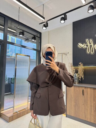 Moire Modern Ceket - Kahve - Nuuwears