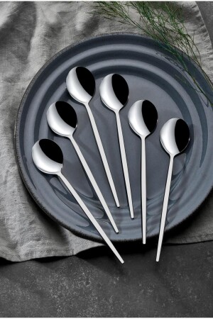 Mokka Modern aussehendes Dessertlöffel-Set, 6 Stück, 18/0, 340133 - 1