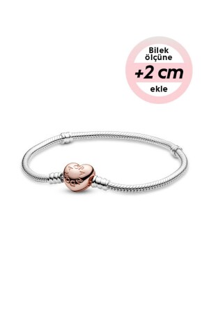 Moments Armband aus 14 Karat rosévergoldetem 925er-Sterlingsilber mit Herzclip - 1