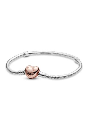 Moments Armband aus 14 Karat rosévergoldetem 925er-Sterlingsilber mit Herzclip - 2