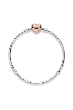 Moments Armband aus 14 Karat rosévergoldetem 925er-Sterlingsilber mit Herzclip - 4