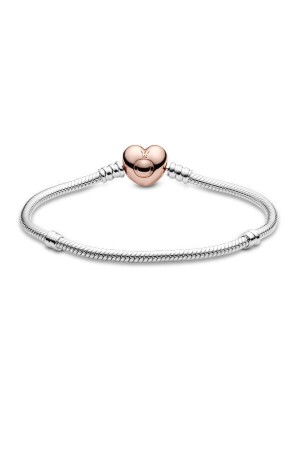 Moments Armband aus 14 Karat rosévergoldetem 925er-Sterlingsilber mit Herzclip - 5