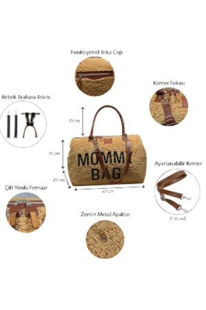 Mommy Bag Exclusive Camel Kuzu Peluş 3 Lü Set Baby Anne Bebek Bakım Ve Kadın Çantası AYB-KUZUPLS - 5