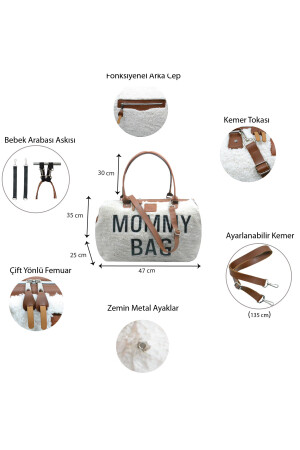 Mommy Bag Exclusive Ekru Kuzu Peluş 3 Lü Set Baby Anne Bebek Bakım Ve Kadın Çantası AYB-KUZUPLS - 7