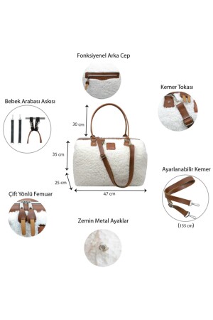 Mommy Bag Exclusive Ekru Kuzu Peluş 3 Lü Set Baby Anne Bebek Bakım Ve Kadın Çantası AYB-KUZUPLSD - 5