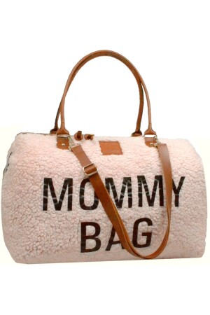 Mommy Bag Exclusive Pudra Kuzu Peluş 3 Lü Set Baby Anne Bebek Bakım Ve Kadın Çantası AYB-KUZUPLS - 3