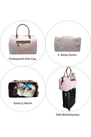 Mommy Bag Exclusive Pudra Kuzu Peluş Tasarım Baby Anne Bebek Bakım Ve Kadın Çantası AYB-KUZUPLSTD - 7