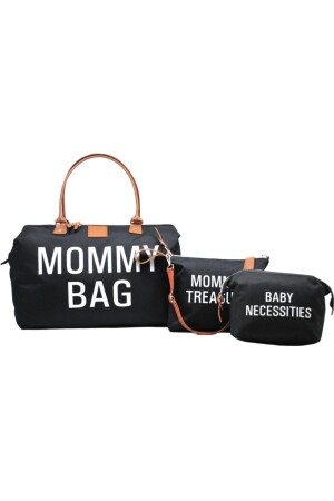 Mommy Bag Exclusive Tasarım 3'lü Set Siyah Baby Anne Bebek Bakım ve Kadın Çantası AYB-MB3CY - 1