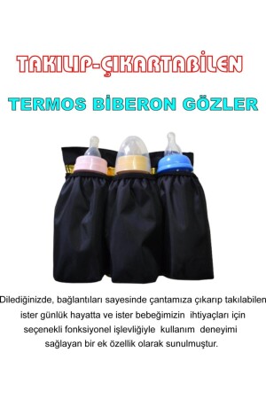 Mommy Bag Exclusive Tasarım 3'lü Set Siyah Baby Anne Bebek Bakım ve Kadın Çantası AYB-MB3CY - 6